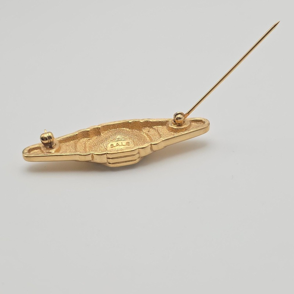 Vtg S.A.L. SWAROVSKI Brooch Lapel Pin Austrian Crystal Gold Plate 2" FREE $HIP!! - Picture 10 of 11